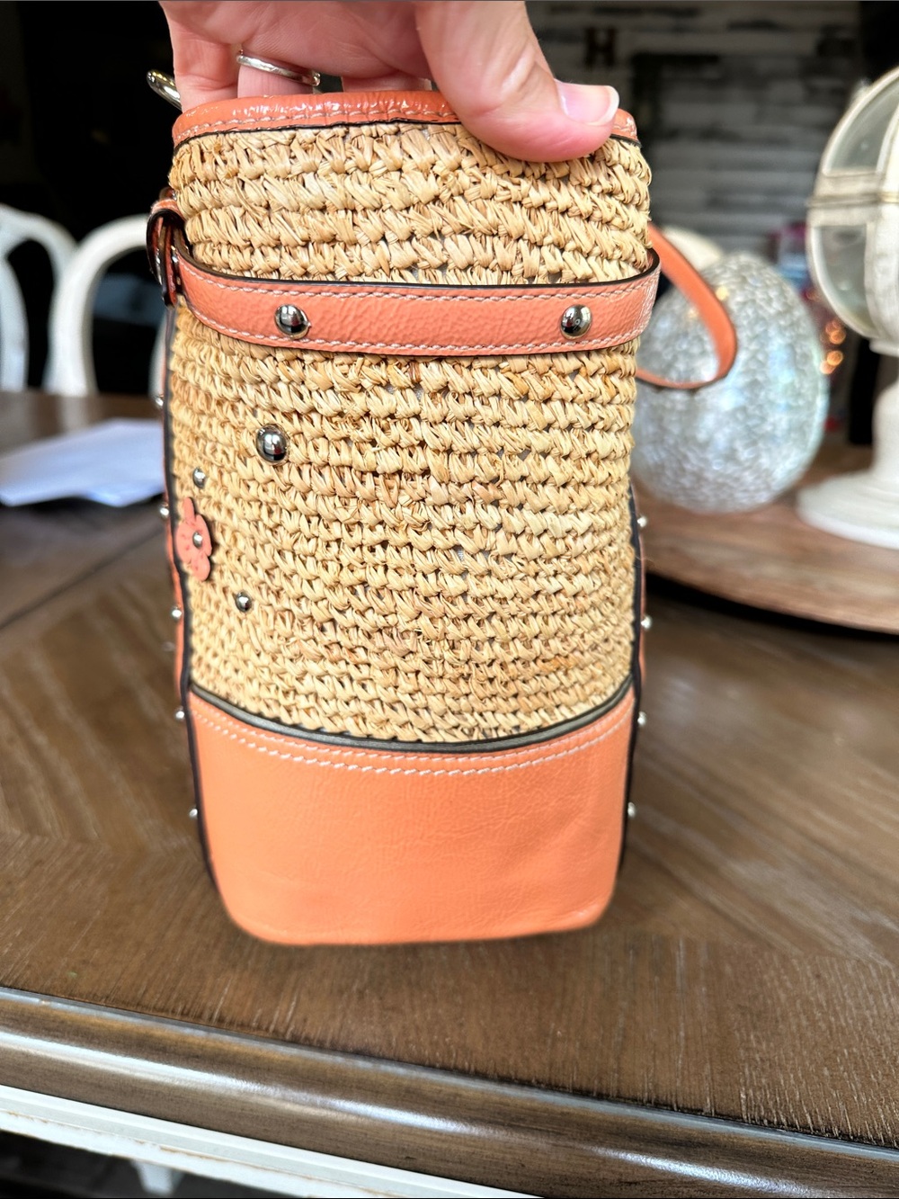 Coach Floral Embellished Straw Natalie Tote NWT - Picture 14 of 16